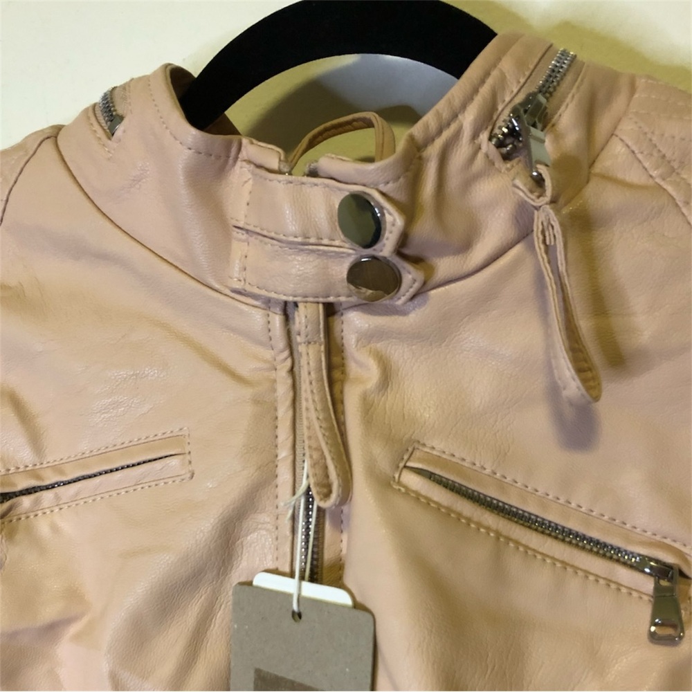 Cavalini Vegan Leather Bomber Jacket Mauve Size Large - Picture 5 of 13